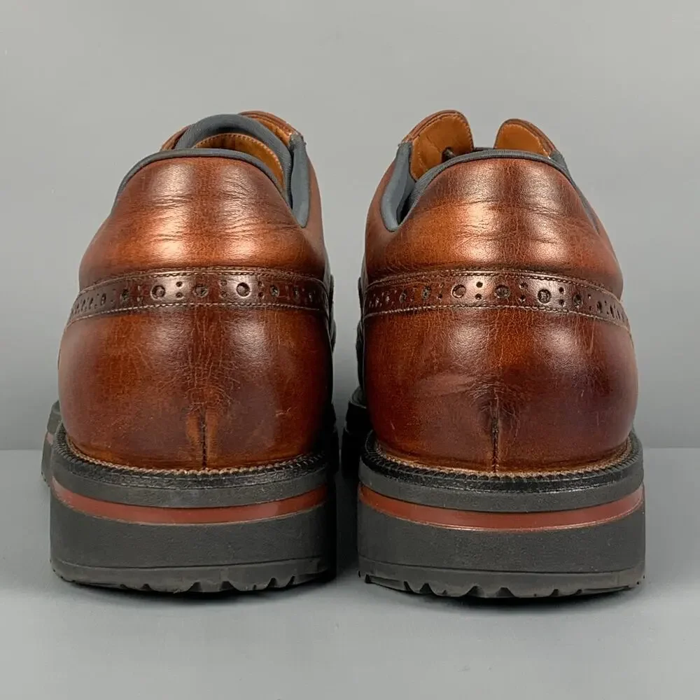 BALLY Size 8.5 Brown Antique Leather Wingtip Lace Up Shoes